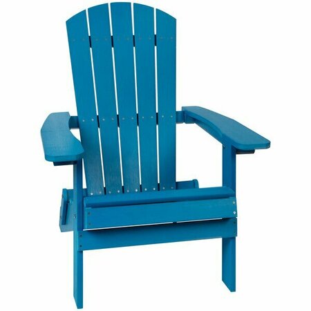FLASH FURNITURE Charlestown Blue Faux Wood Folding Adirondack Chair 354JJC14505B